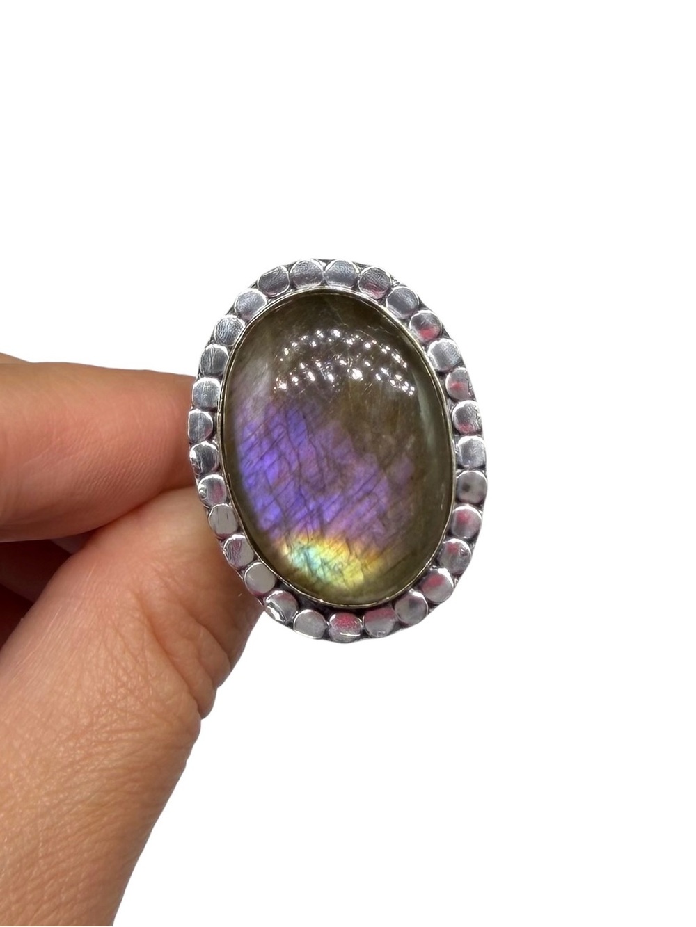 Labradorite Ring Size 11 925 Sterling Silver Overlay